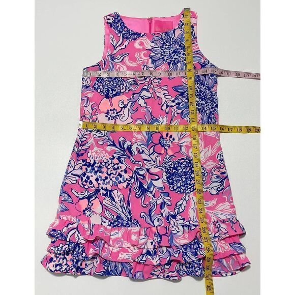 Lilly Pulitzer Marla Romper Sun Drenched Pink Tropics Ruffle Hem Crepe Size 00 - Picture 6 of 13